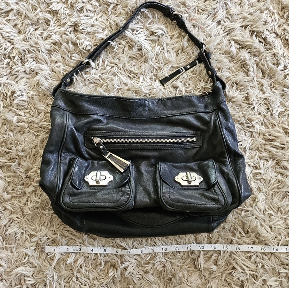 Olivia Harris Black Leather Chunky Handbag - Picture 11 of 11